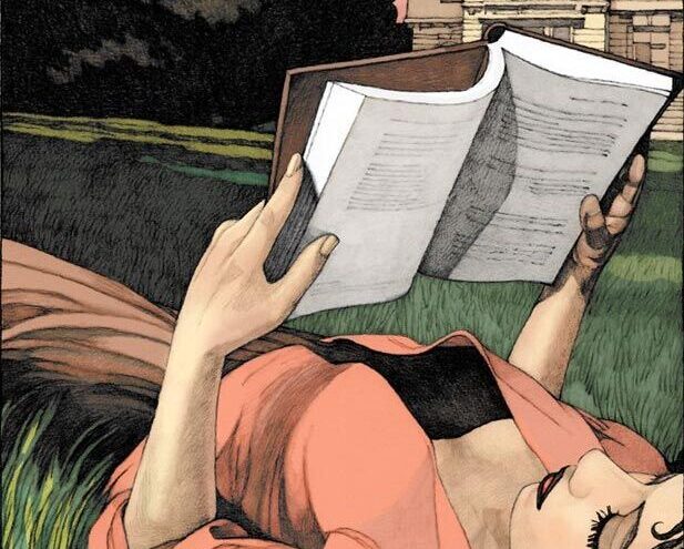Ilustracion de chica leyendo